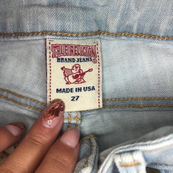True Religion Light Wash Denim Cropped Jeans 27 - Picture 3 of 5